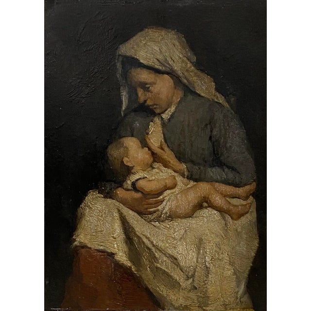 David Bautz (Dutch84-1955) Oil Portrait of a Young Mother and Child C.1920 For Sale In San Francisco - Image 6 of 8