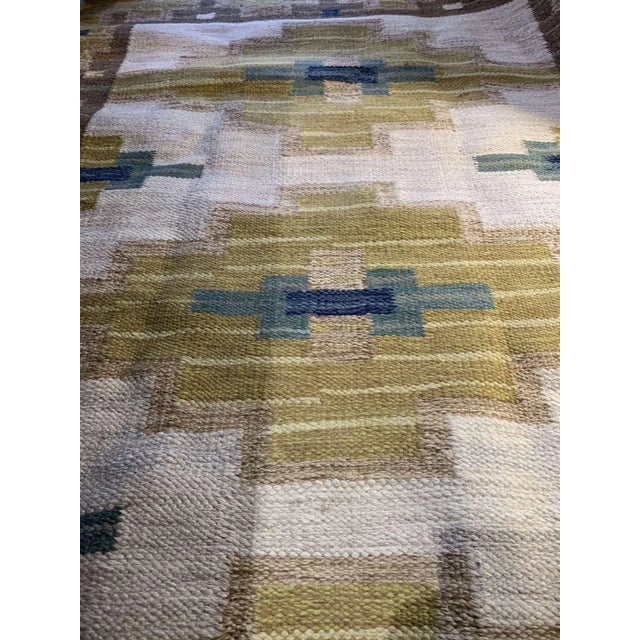 Mid-Century Swedish Flat Weave Rug For Sale - Image 10 of 11