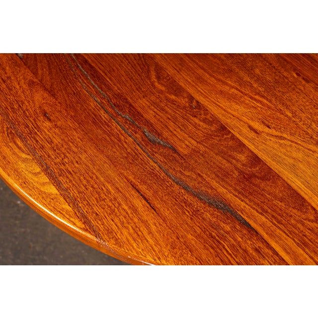 Brown Vintage Hardwood Dining Table With Industrial Chic Steel Pedestal Base For Sale - Image 8 of 10