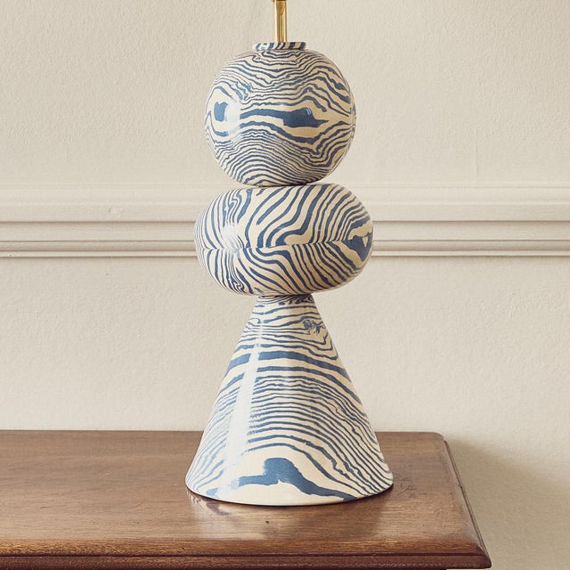Ceramic Swan Blue and White Table Lamp by Henry Holland Studio For Sale - Image 4 of 5
