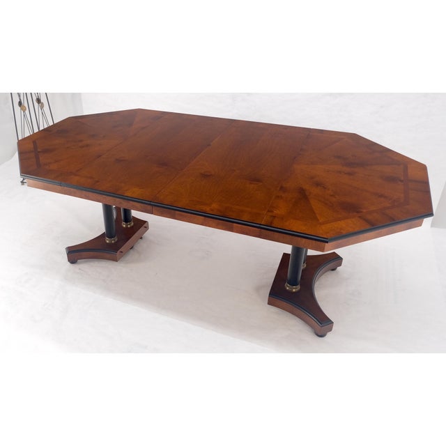 Flame Mahogany Octagon Shape Two 18" Leaves Single Base Dining Table MINT! For Sale - Image 10 of 15