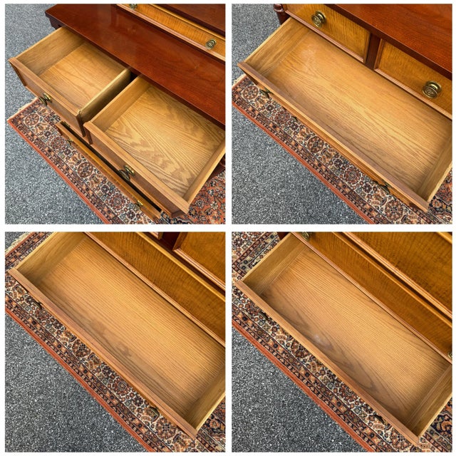 1990s Late 20th Century Sheraton Mahogany and Tiger Maple 5 Drawer Chest With Dresser Top Box For Sale - Image 5 of 15