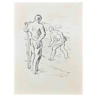 Wilhelm Gimmi, Farmers, Lithograph, 1955 For Sale