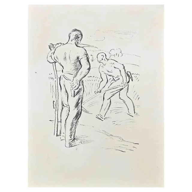 Wilhelm Gimmi, Farmers, Lithograph, 1955 For Sale