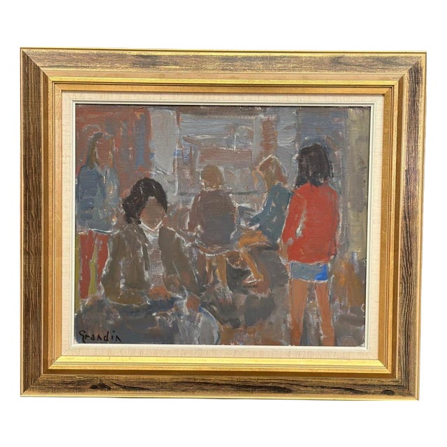 Svän Grandin, Gathering, 1960s, Oil on Canvas, Framed For Sale