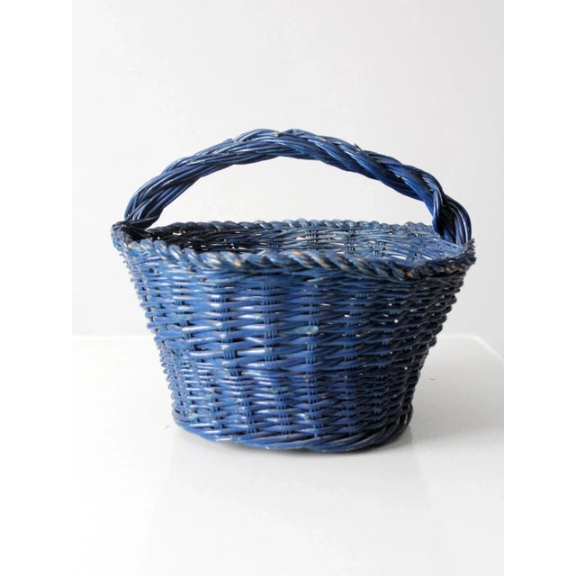 Vintage Blue Harvest Basket For Sale - Image 6 of 9