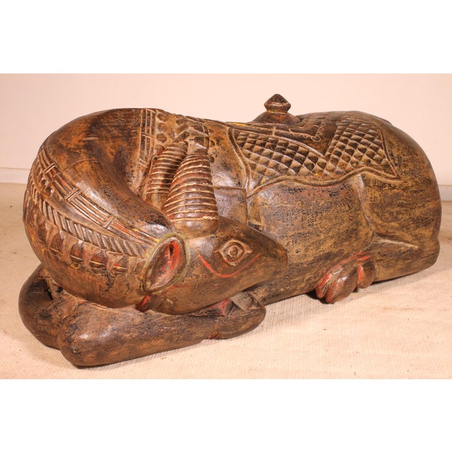 19th Century Indian Wooden Buffalo Sculpture For Sale - Image 5 of 10
