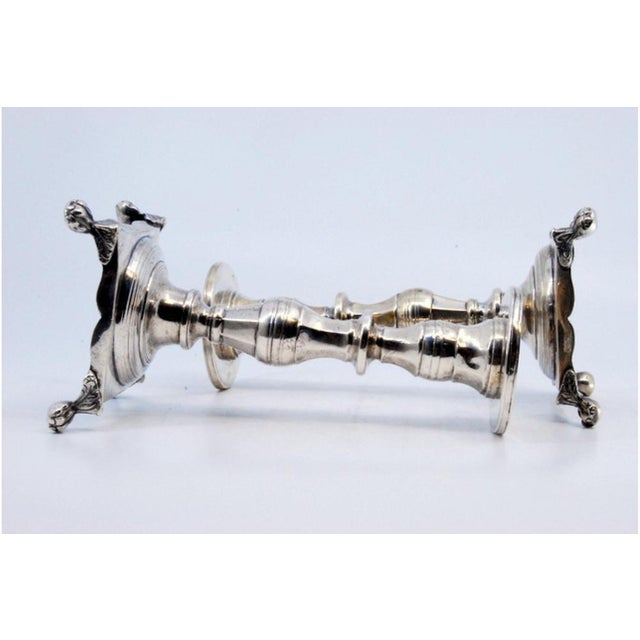 Low Turned Silver Candlesticks with Hexagonal Shafts, Set of 2 For Sale - Image 6 of 8