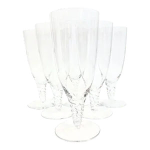 Orrefors Twisted Champagne Flutes- Set of Six