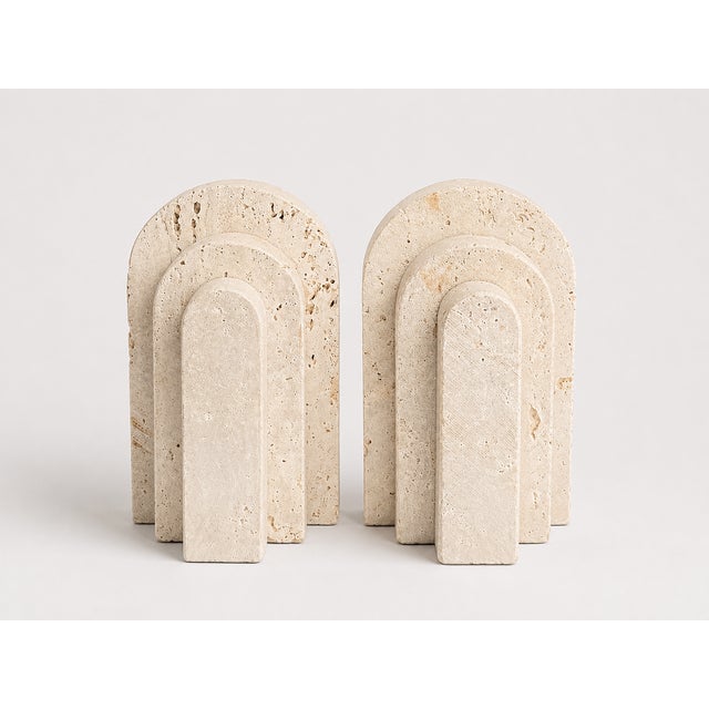 Travertine Marble Bookend - A Pair For Sale - Image 4 of 5