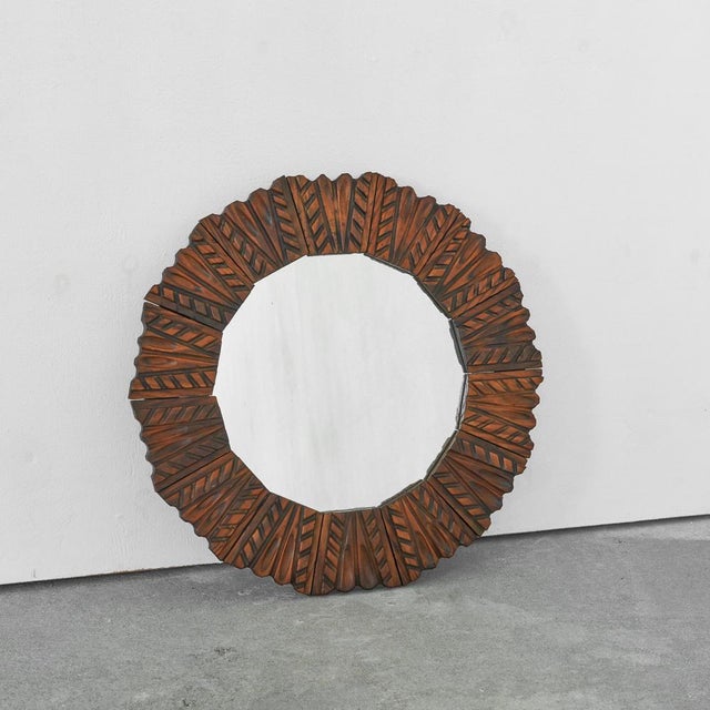 Mid-Century Mirror in Carved Wood, 1960s For Sale - Image 4 of 9