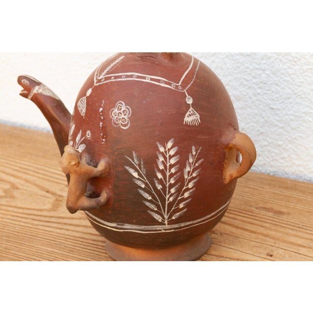 Brown Vintage Terracotta Peruvian Clay Pitcher For Sale - Image 8 of 10