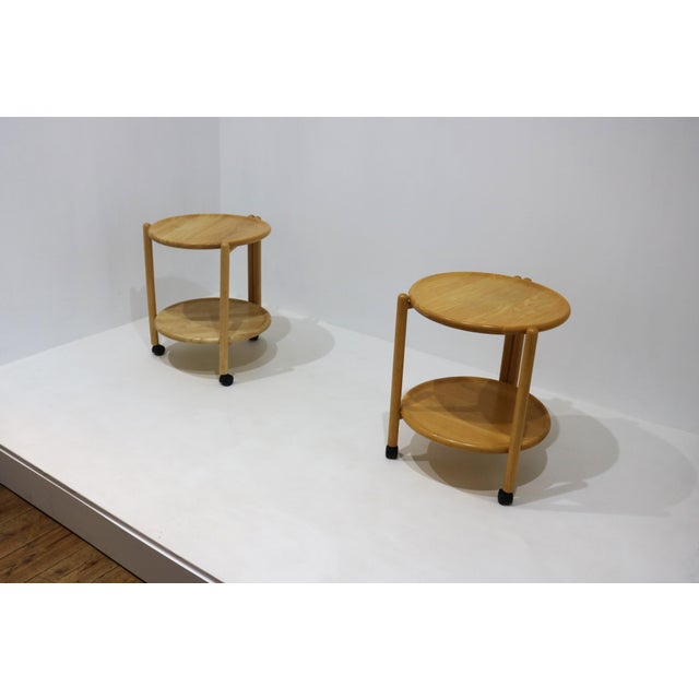 Vintage Danish Foldable Rolling Bar Carts with Removable Trays attributed to Jens Quistgaard, 1970s, Set of 2 For Sale - Image 10 of 17