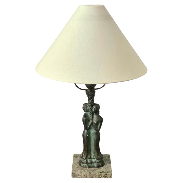 Green Scandinavian Grace Table Lamp in Bronze with Green Marble Base, 1930s For Sale - Image 8 of 8