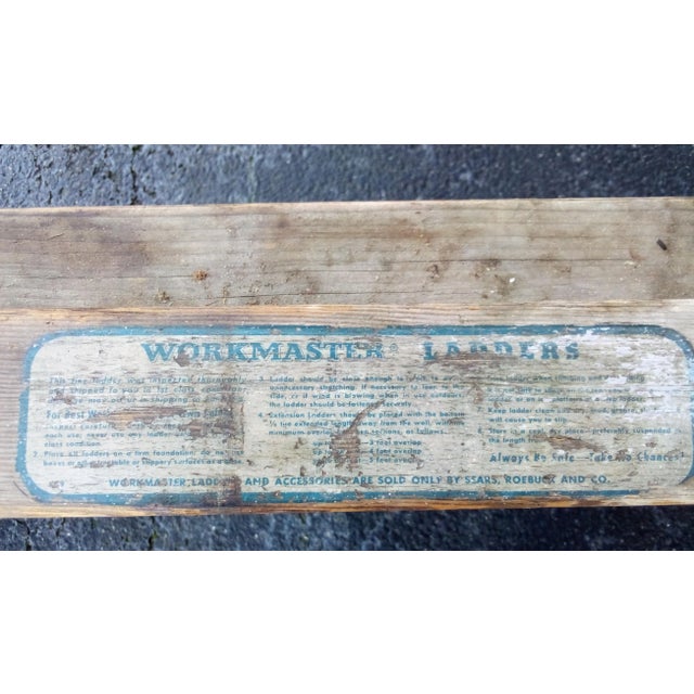 American Vintage Double Wooden Workmaster Ladder Sears & Roebuck 20 Ft on Sale $1420 Read Below (2-10' Sections) Library Ladder? For Sale - Image 3 of 3