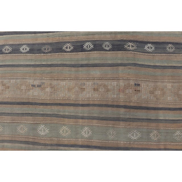 Vintage Hand Woven Turkish Kilim With Stripes in Light Taupe and Neutral Colors For Sale In Atlanta - Image 6 of 11
