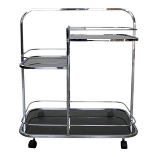 Mid-Century Modern Chrome Bar Cart For Sale