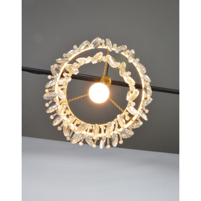 Chandelier with Crystals, 1970s For Sale - Image 9 of 10