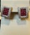 Estate 3 Ct Ruby & 3 Ct Diamonds Square Post Earrings 18 Karat Yellow Gold 13.5G For Sale - Image 11 of 18