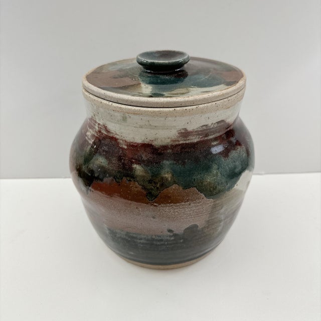 Beautiful Vintage Dan Ogburn Studio Pottery Lidded Jar (April 1984) For Sale - Image 4 of 12