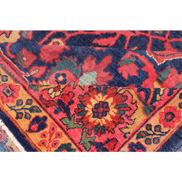 Antique Persian Sultanabad Rug With Large Scale Design in Blue 11'3" X 13'0" For Sale - Image 11 of 12