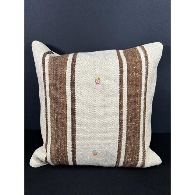 Turkish Hemp Pillow Cushion Natural Beige Brown Cushion Cover 20x20 For Sale - Image 4 of 4