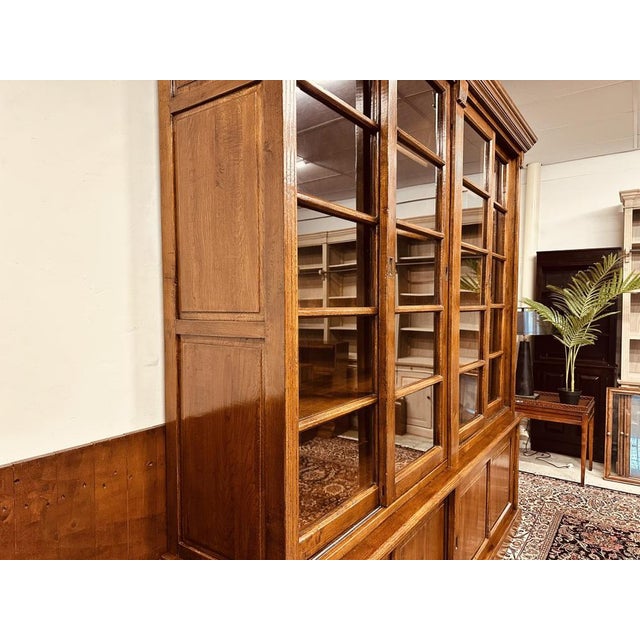 Metal Large Classic Oak Library Bookcase For Sale - Image 7 of 18