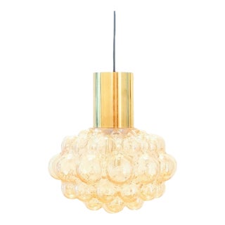 1960s Mid-Century Modern Amber Bubble Glass Pendant Light by Helena Tynell for Limburg, Germany For Sale