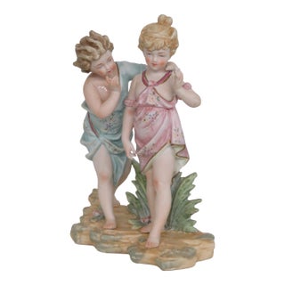 Bisque Porcelain Figurine of Two Children 18th Century Neoclassical Style 5023b For Sale