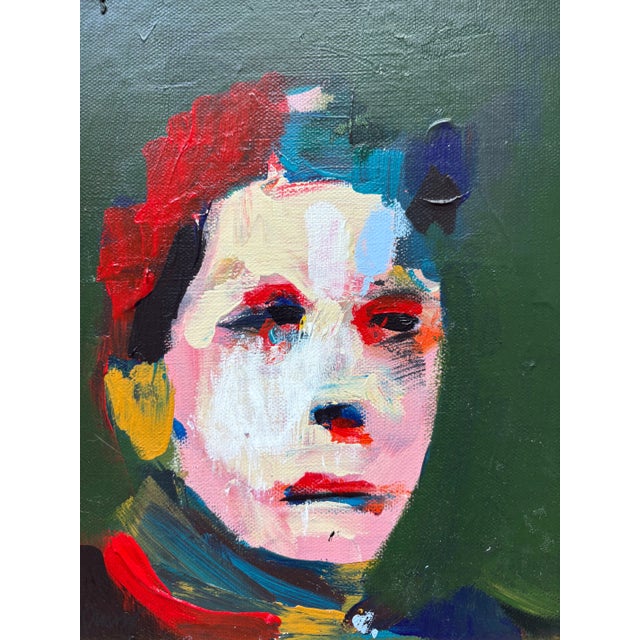 2020s 2025 Abstract Oil Portrait Painting in Vintage French Frame For Sale - Image 5 of 12