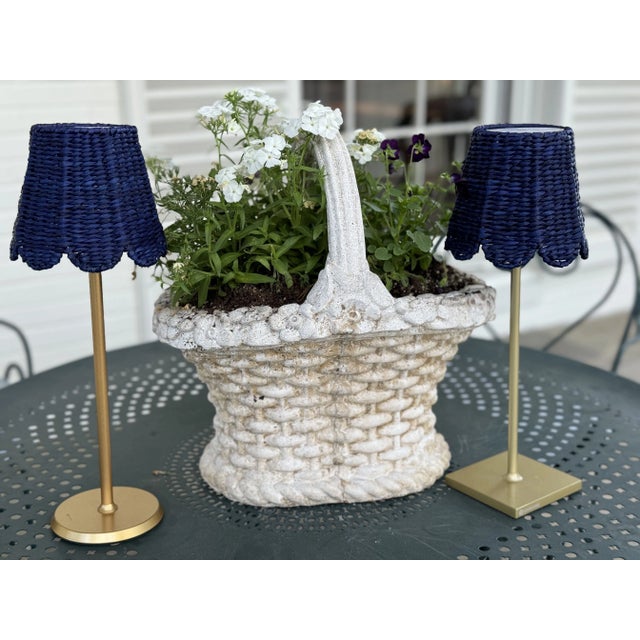 2020s Seagrass Shade Cover (Scalloped in Blue) For Sale - Image 5 of 5