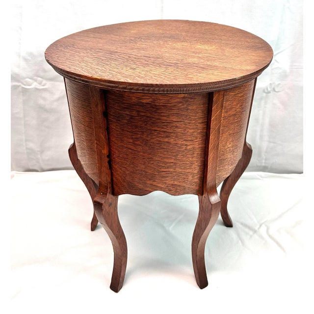 1920s Antique Oak Plant Stand Side Table For Sale - Image 5 of 12