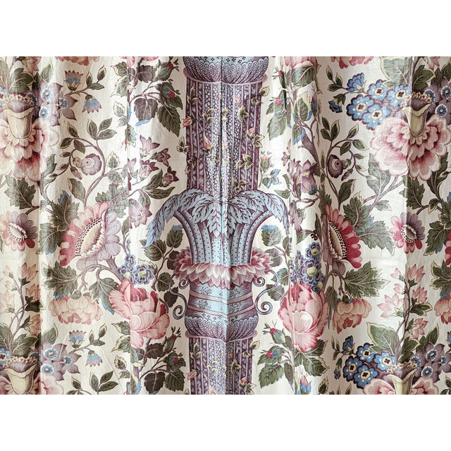 Chintz Fabric Curtains with Indian-Style Print, 1920s, Set of 2 For Sale - Image 3 of 11