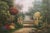 1970s Large Hand Painted Oil Painting on Canvas Outdoor Garden Scene For Sale - Image 5 of 18