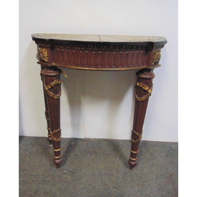 Burgundy Neoclassical Style Gilt Decorated Console Table For Sale - Image 8 of 8