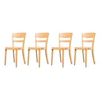 Beech Ladder Back Dining Chairs attributed to Horgen Glarus, 1960s, Set of 4 For Sale