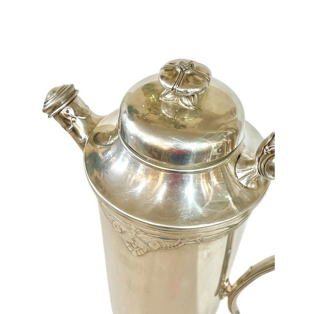 1920s Antique Art Deco Silver Plate Cocktail Shaker With Monogram B For Sale - Image 5 of 12