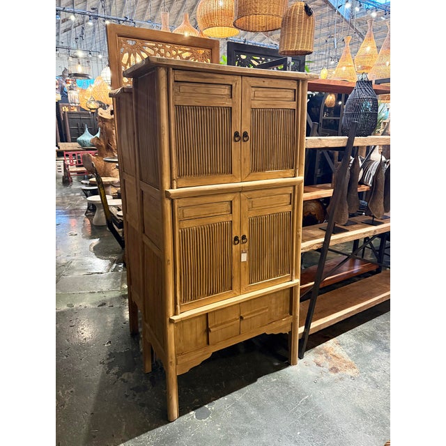 Vintage Bamboo Tajin Cabinet / Armoire For Sale - Image 9 of 9