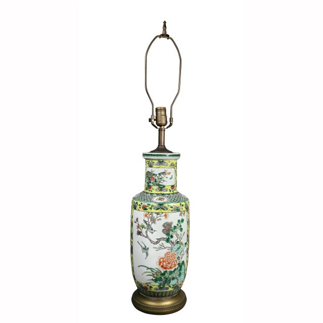 Chinese Famille Verte Rouleau Form Table Lamp For Sale - Image 11 of 11