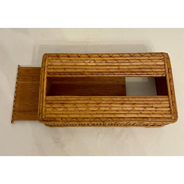 Wicker Bamboo Tissue Box Cover Holder in the Crespi Style For Sale - Image 4 of 8