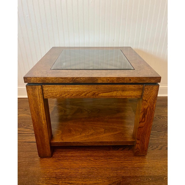 Vintage 1970’s Gordon's Fine Furniture Burlwood Smoked Glass Coffee, End and Accent Table Set For Sale - Image 9 of 11