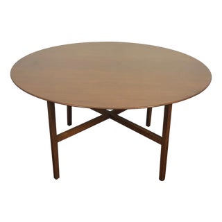 1970s 54" Florence Knoll Solid Walnut Round Table For Sale