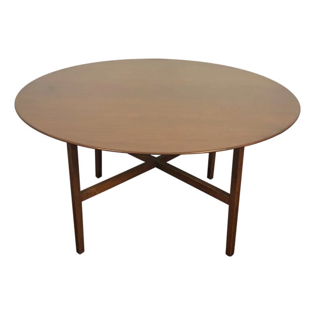 1970s 54" Florence Knoll Solid Walnut Round Table For Sale