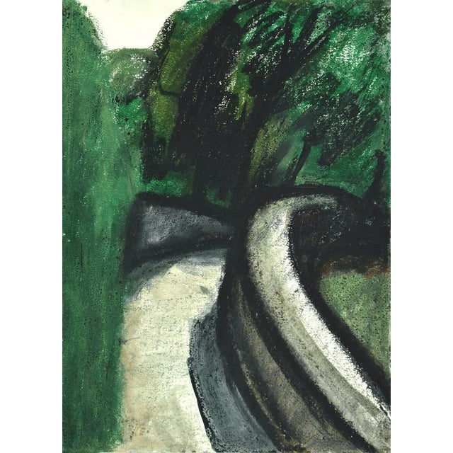 Landscape Mixed Media on Cardboard by Sun Jingyuan, 1970s For Sale