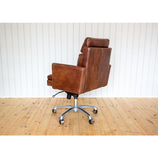 Early 21st Century Leather Executive Desk Swivel Chair in Cigar Leather by Timothy Oulton for Halo, 2010s For Sale - Image 5 of 18