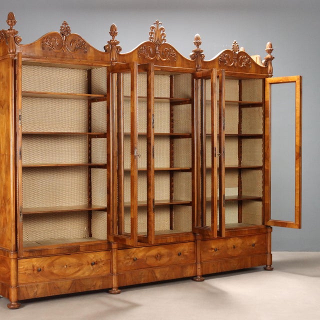 Italian Bookcase in Walnut For Sale - Image 3 of 12