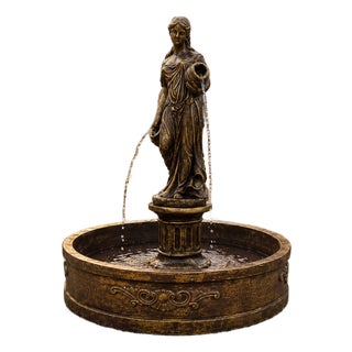 The Naiad of the Courtyard Monumental Concrete Garden Fountain For Sale