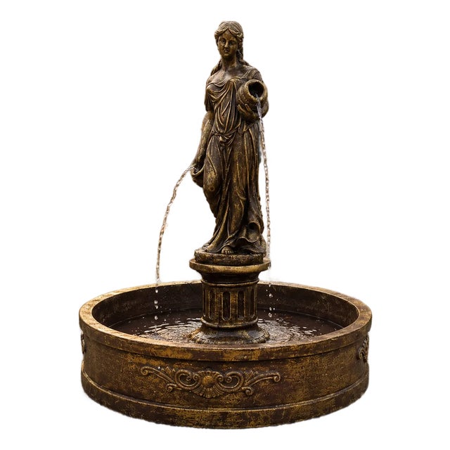 The Naiad of the Courtyard Monumental Concrete Garden Fountain For Sale