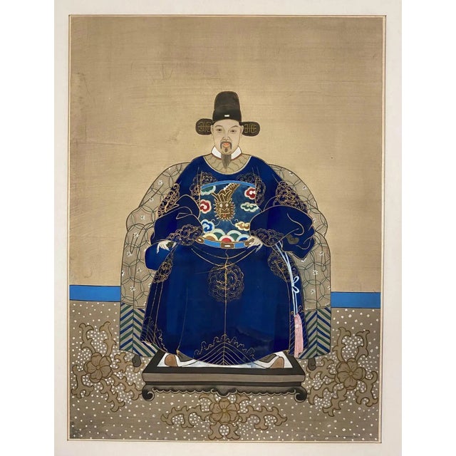 19th Century Antique Chinese Imperial Emperor Ancestral Painting on Silk For Sale - Image 5 of 8