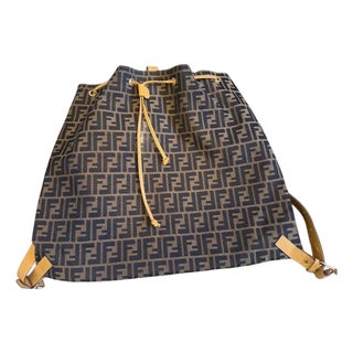 1980s Vintage Zucca Monogram Canvas Back Pack by Fendi For Sale